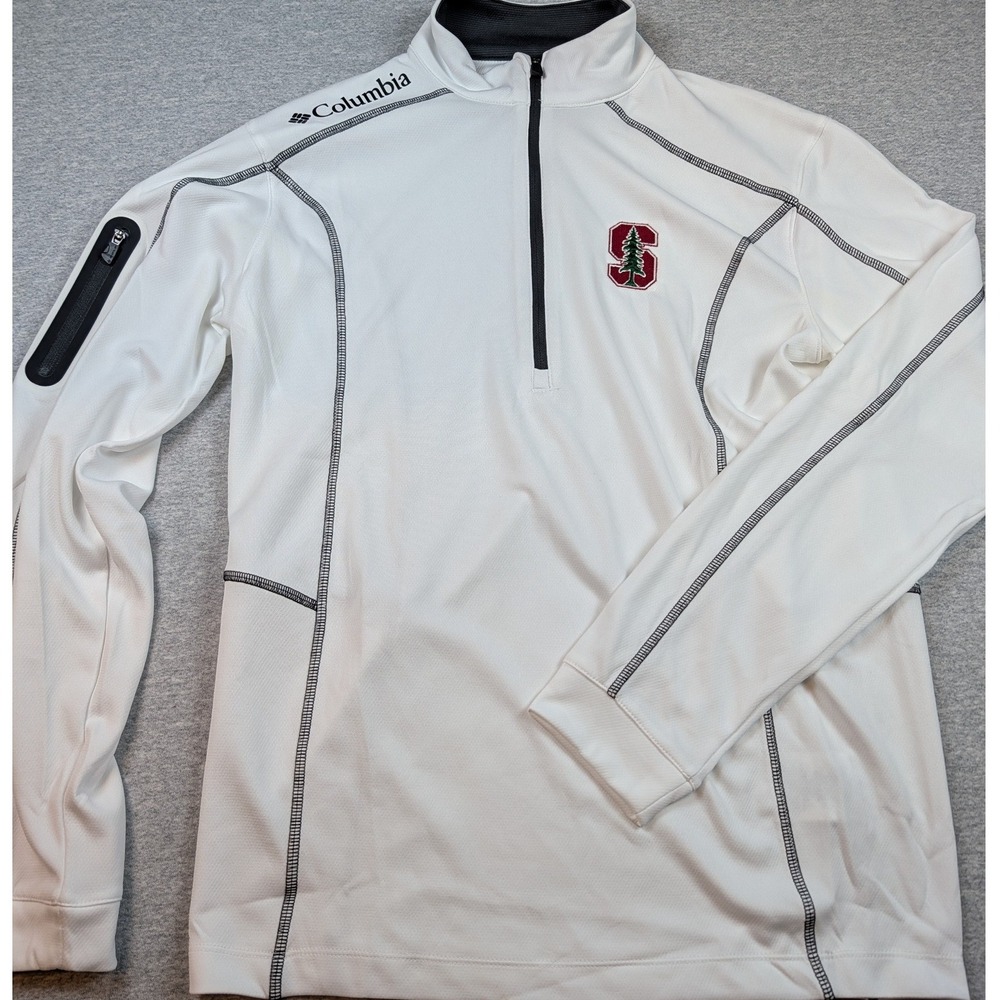 Columbia Golf Stanford University Cardinal Mens White Quarter Zip Pullover Small